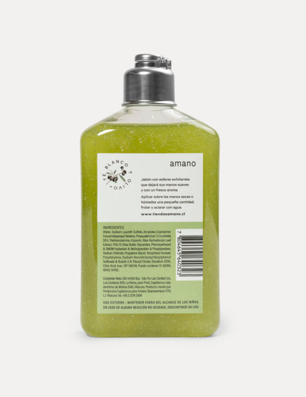 Jabón exfoliante botella  White Tea & Olives 250ML